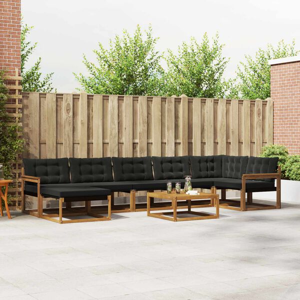 vidaXL Zunanja garnitura za sedenje z blazino 22 pcs Naravna in črna