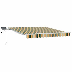 vidaXL Vlečna tenda Zelena in rumena 300 x 250 cm Tkanina in aluminij