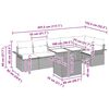 vidaXL Vrtna sedežna garnitura z blazino 7 pcs Črna Poly ratan