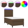 vidaXL Box spring postelja z vzmetnico LED temno rjava 90x200 cm blago