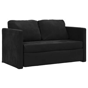vidaXL Talni raztegljiv kavč 2 v 1 črna 122x204x55 cm žamet