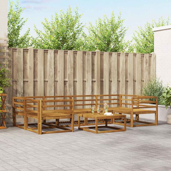 vidaXL Zunanja garnitura za sedenje 7 pcs Naravna Masiven les akacije