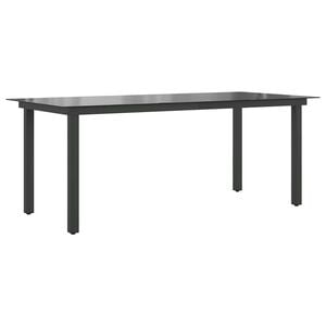 vidaXL Vrtna miza črna 190x90x74 cm aluminij in steklo