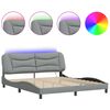 vidaXL Posteljni okvir z LED brez vzmetnice Hvar svetlo siv 183x213 cm tkanina