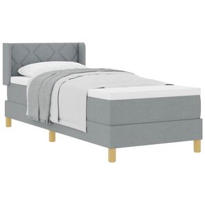 vidaXL Postelja z vzmetnico z vzglavjem Svetlo siva 200 x 80 cm blago