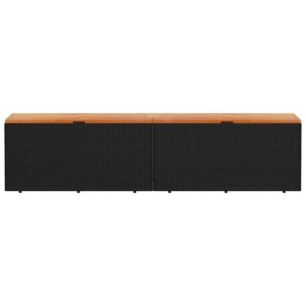 vidaXL Vrtna škatla za shranjevanje črna 220x50x54 cm PE ratan akacija