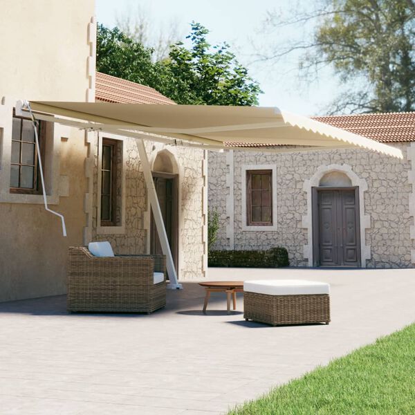 vidaXL Prostostoječa ročno zložljiva tenda 500x300 cm krem