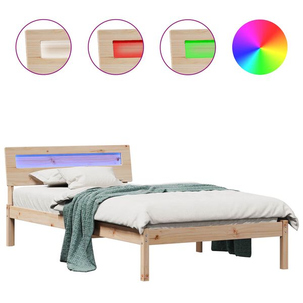 vidaXL Konstrukcija postelje Rjava 75 x 190 cm Masivno borovo les