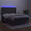 vidaXL Box spring postelja z vzmetnico LED temno siva 140x190 cm žamet
