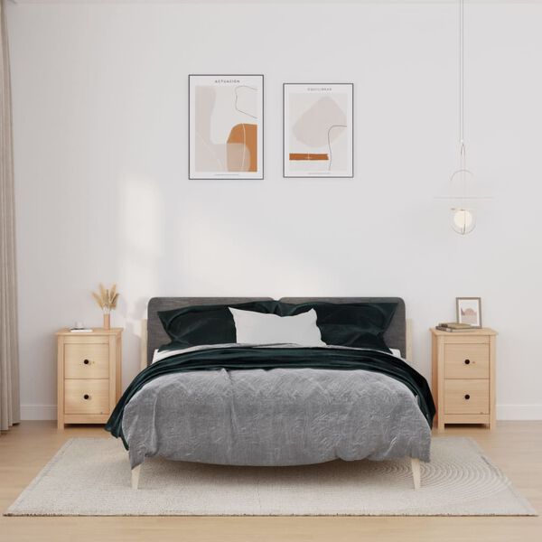 vidaXL Nočna omarica 2 kosa 40x35x61,5 cm trdna borovina