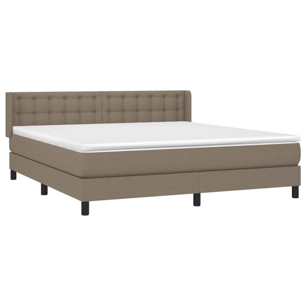 vidaXL Box spring postelja z vzmetnico taupe 160x200 cm blago