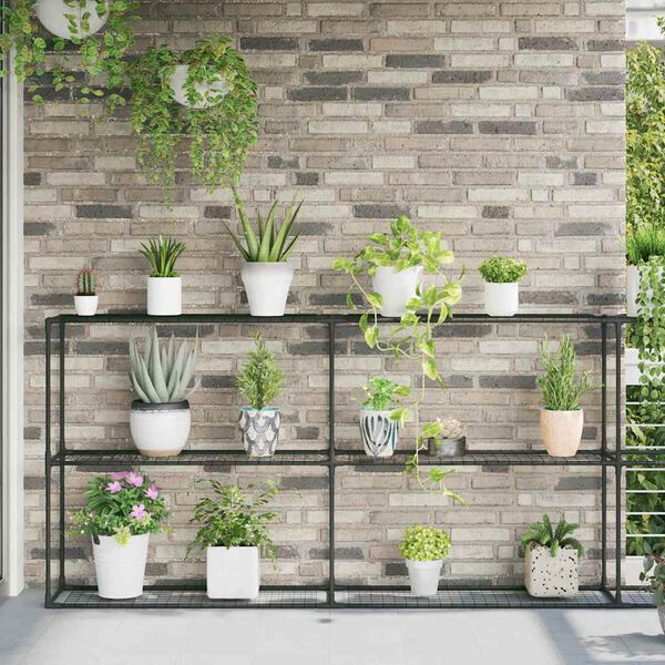 vidaXL 3-nadstropno stojalo za rastline Črna 400 x 32 x 104 cm Jeklo