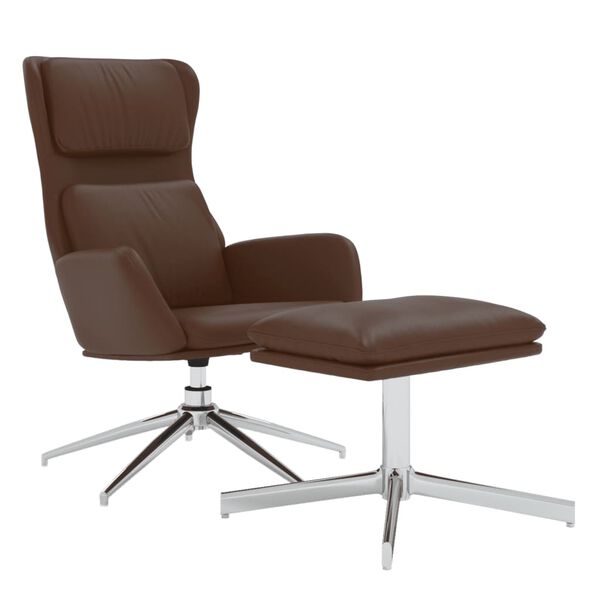 vidaXL Stol za spro&scaron;čanje s stolčkom sijoče rjavo umetno usnje