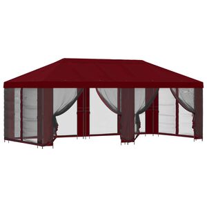 vidaXL Paviljon s stenami 6 x 3 m Burgundija Poliester in jeklo 190
