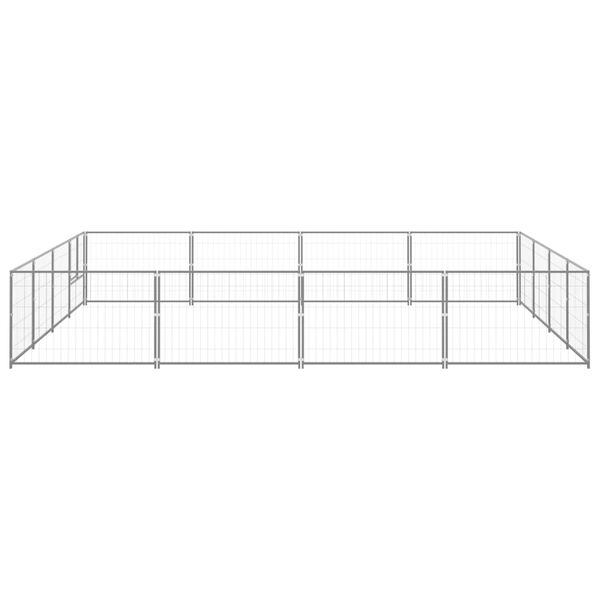 vidaXL Pasji boks srebrn 16 m&sup2; jeklo