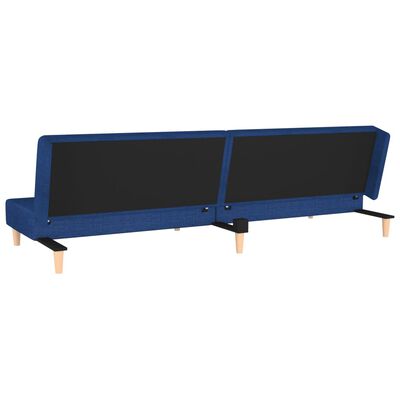 vidaXL Kavč dvosed z ležiščem in dvema blazinama modro blago