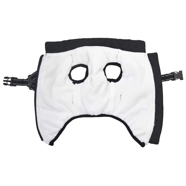 vidaXL Pasji pla&scaron;č s pasom Nepremočljiv odsevni črn L28