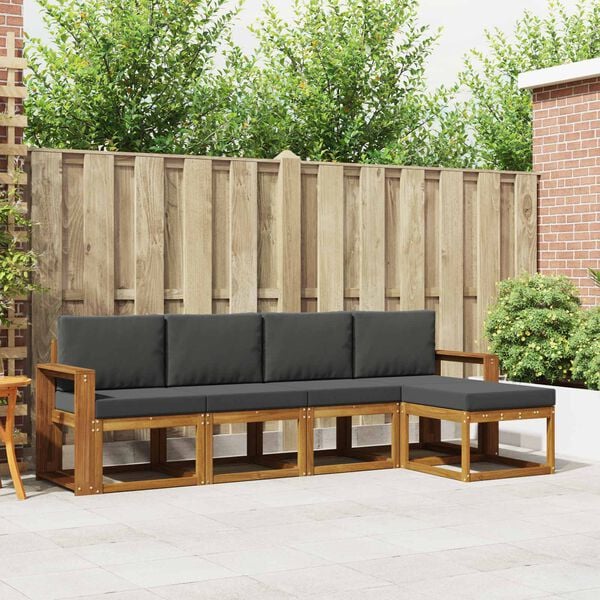 vidaXL Zunanja garnitura za sedenje 5 pcs Naravna in antracitna