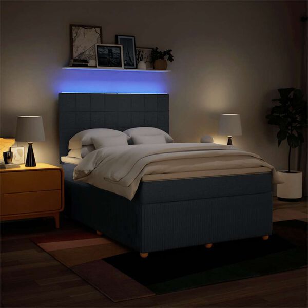 vidaXL Box spring postelja z vzmetnico modra 140x200 cm blago