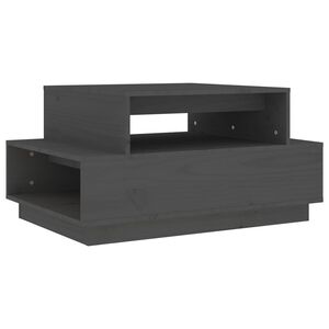 vidaXL Klubska mizica siva 80x55x40,5 cm trdna borovina