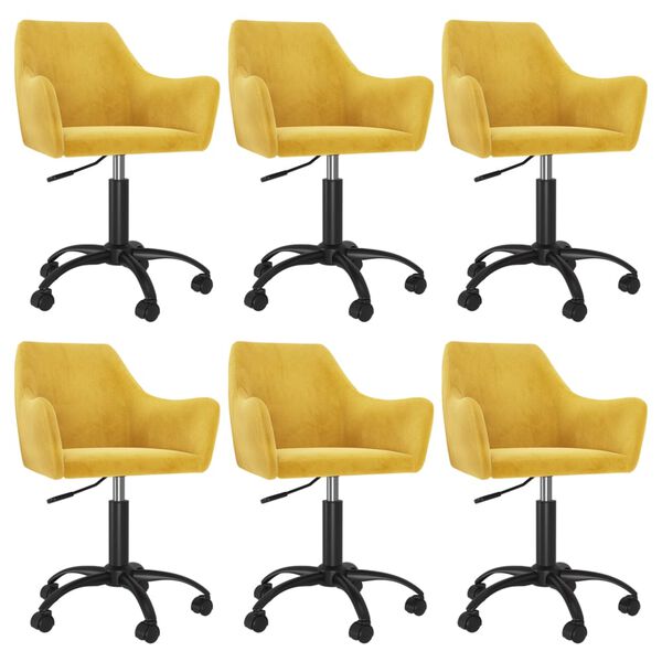 vidaXL Vrtljivi jedilni stoli 6 kosov gorčično rumen žamet