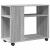 vidaXL Stranska mizica s kolesi siva sonoma 70x35x60 cm inžen. les