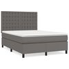 vidaXL Box spring postelja z vzmetnico siv 140x190 cm umetno usnje