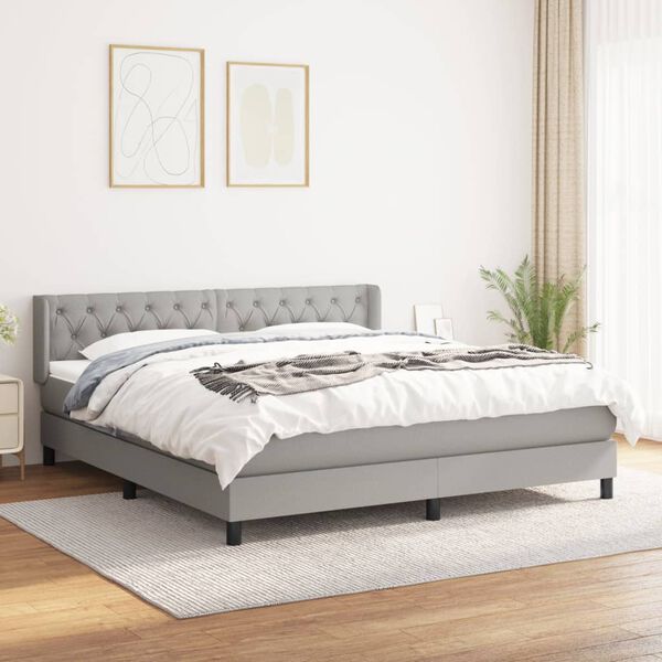 vidaXL Box spring postelja z vzmetnico svetlo siva 160x200 cm žamet