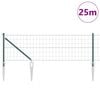 vidaXL Ograja s stebrom Zelena 0,6 x 25 m Jeklo in PVC