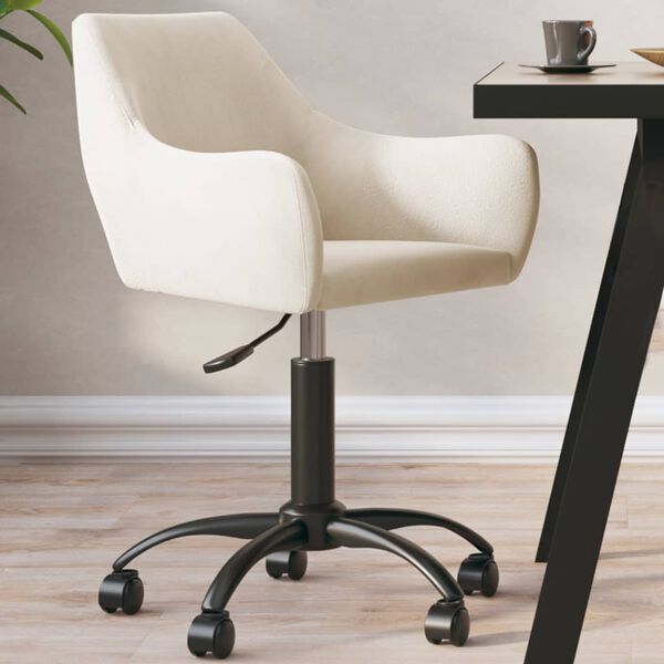 vidaXL Vrtljiv jedilni stol krem žamet