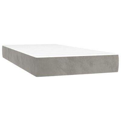 vidaXL Box spring postelja z vzmetnico svetlo siva 200x200 cm žamet