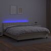 vidaXL Box spring postelja z vzmetnico LED krem 180x200cm umetno usnje