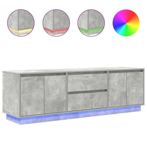 vidaXL TV omarica z LED lučmi betonsko siva 160,5x41x50 cm