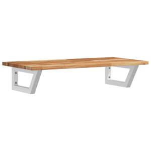 vidaXL Stenska polica za umivalnik jeklo in trden akacijev les