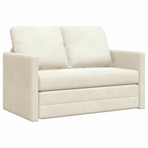 vidaXL Sofa postelja 122cm krema Žamet