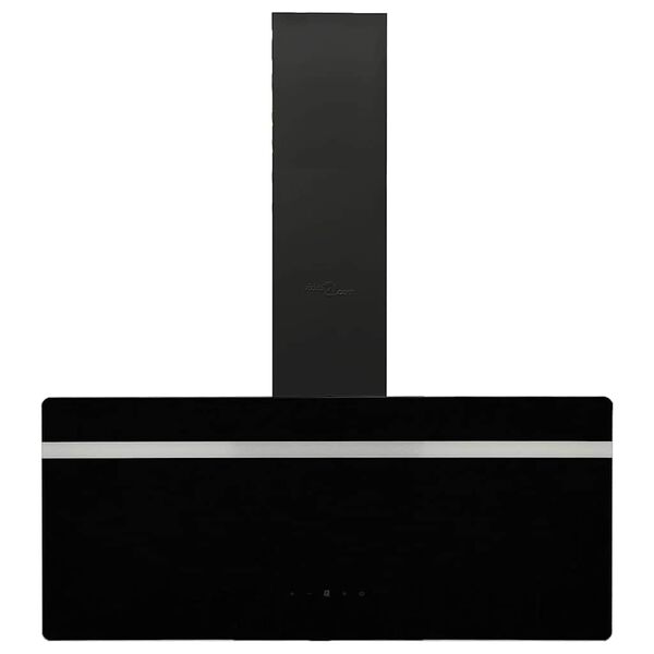 vidaXL Kuhinjska napa 90 cm jeklo in kaljeno steklo črna