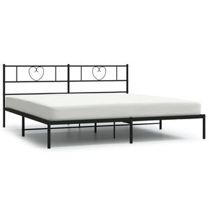 vidaXL Kovinski posteljni okvir z vzglavjem črn 200x200 cm