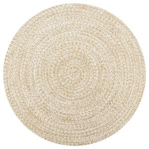 vidaXL Preproga iz jute ročno izdelana bela in naravna 90 cm