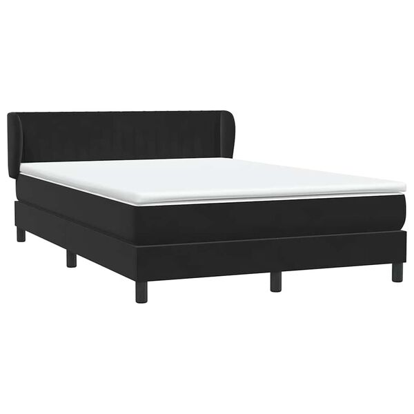 vidaXL Box spring postelja z vzmetnico črna 160x220 cm žamet