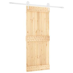 vidaXL Drsna vrata Naravna in bela 85 x 210 cm Masiven borov les