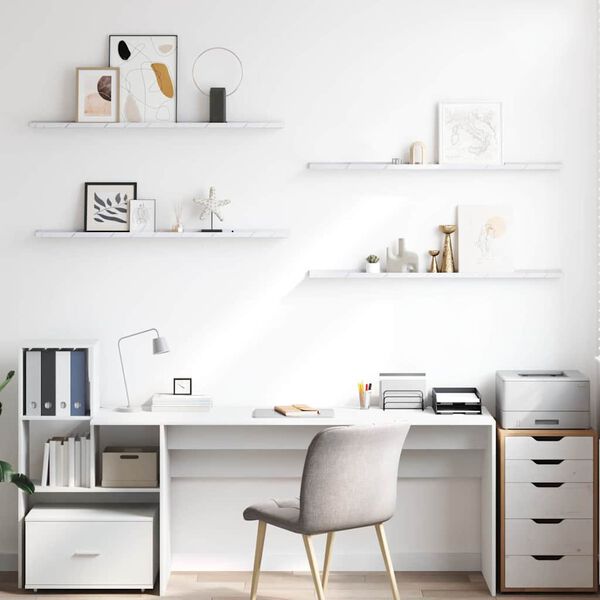 vidaXL Stenska polica 4 pcs Beli marmor 115 x 9 x 3 cm Konstruiran les