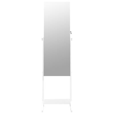 vidaXL Omarica za nakit z ogledalom samostoječa bela 42x38x152 cm