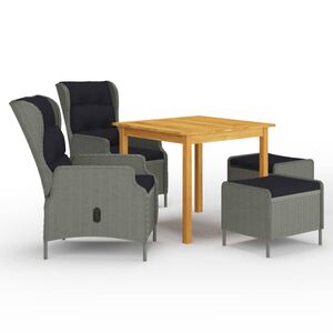 vidaXL Vrtna jedilna garnitura 5-delna svetlo siva