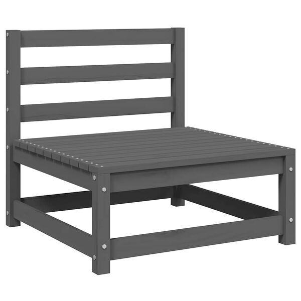 vidaXL Vrtna sedežna garnitura 3-delna siva trdna borovina