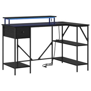 vidaXL Miza s polico Črna Orehovina 120 x 79 x 86,5 cm Konstruiran les