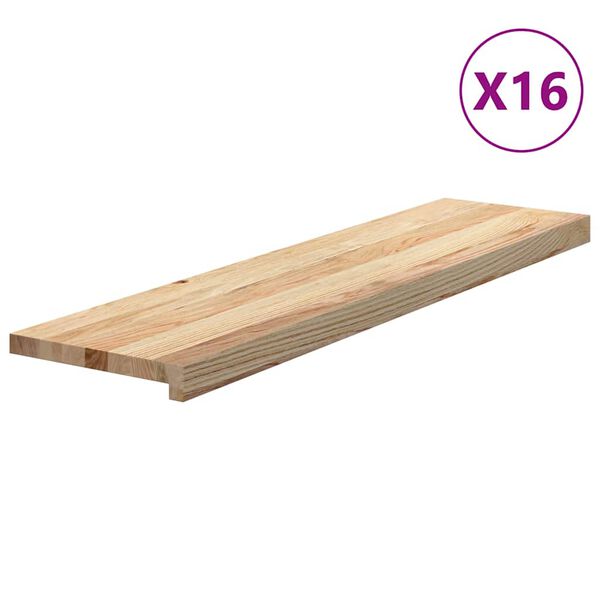 vidaXL Podloge za stopnice 16 kosov 100x30x2 cm trdna hrastovina