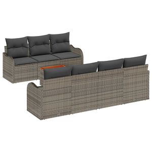 vidaXL Vrtna sedežna garnitura z blazino 8 pcs Siva poli ratan