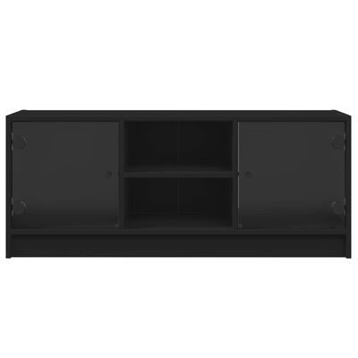 vidaXL TV omarica s steklenimi vrati črna 102x37x42 cm