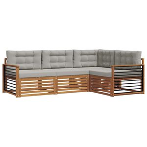 vidaXL Zunanja garnitura za sedenje 4 pcs Naravna in svetlo siva