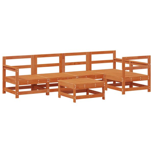 vidaXL Vrtna dnevna garnitura 6 pcs Voskan Rjava Masivna borovina